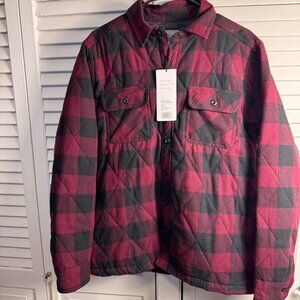 NWT Berkley Jensen Men’s Medium Quilted Flannel Shirt Jacket Red & Black Plaid